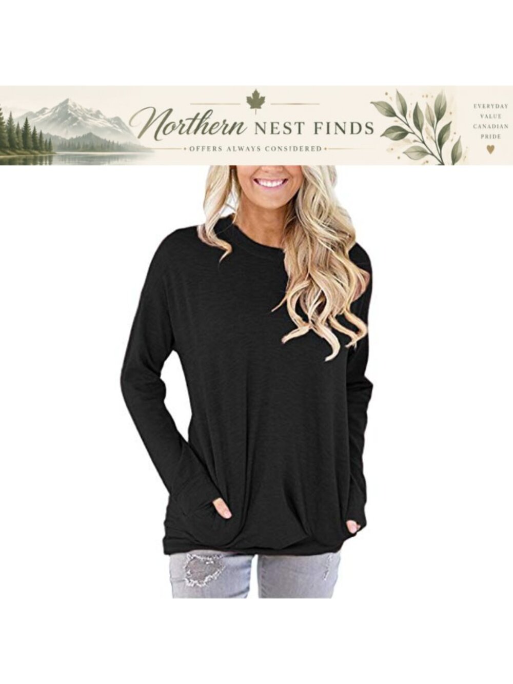 Long Sleeve Tunic Top Casual Sweater Round Neck Fitted Pullover